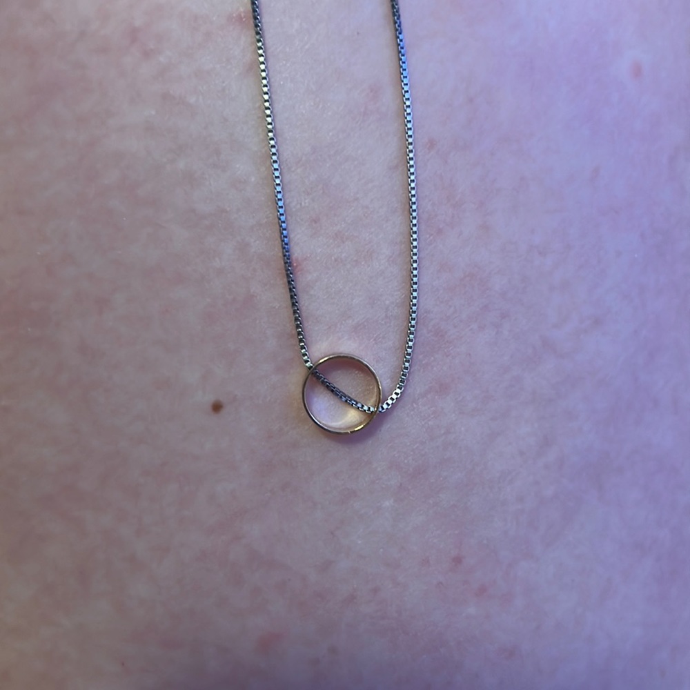 Gold hoop silver chain good with mixing and matching